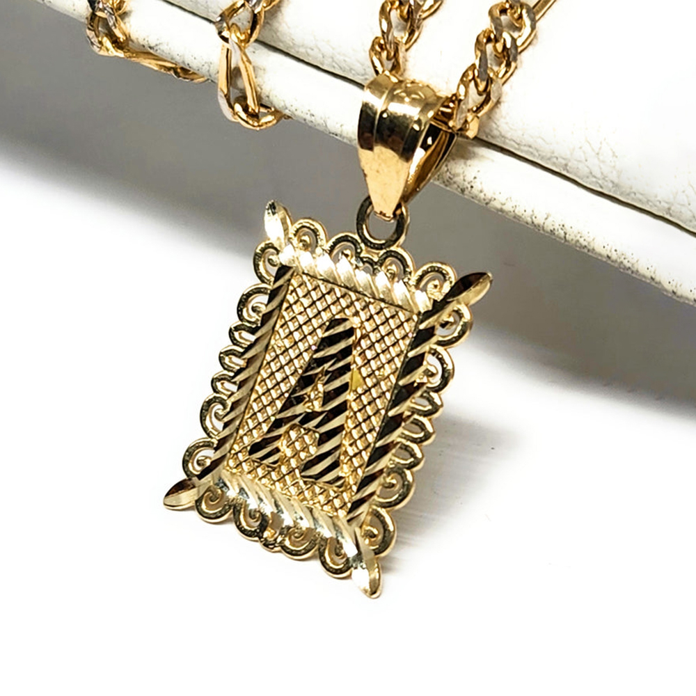 Nugget Style Square Custom Initial Pendant Necklace