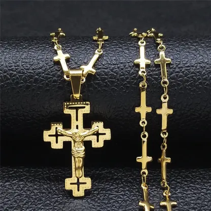 Christian Cross Jesus Necklace Gold Plated Cross Necklace