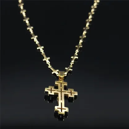 Christian Cross Jesus Necklace Gold Plated Cross Necklace