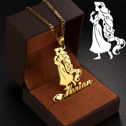 Cuban Chain Gold Plated Girls Heart Nameplated Pendant Personalized Name Necklace For Girls