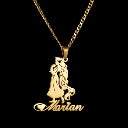 Cuban Chain Gold Plated Girls Heart Nameplated Pendant Personalized Name Necklace For Girls