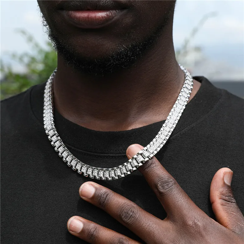 10mm Rolex Chain Iced Out Watch Band Gold Plated Necklace