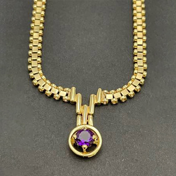 Rolex Chain Gold Plated Birthstone Necklace Watch Band Necklace