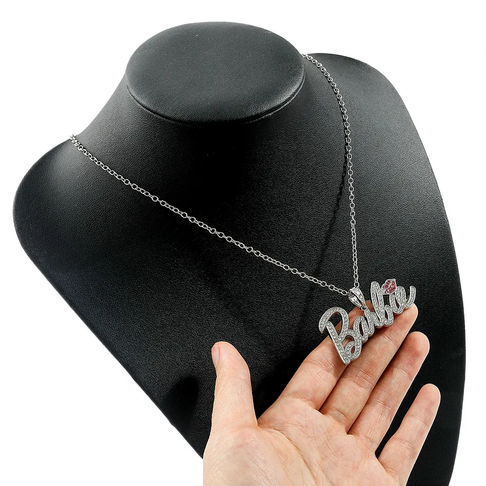 Zircon Inlay Hip Hop Nameplated With Lips Pendant Personalized Name Necklace