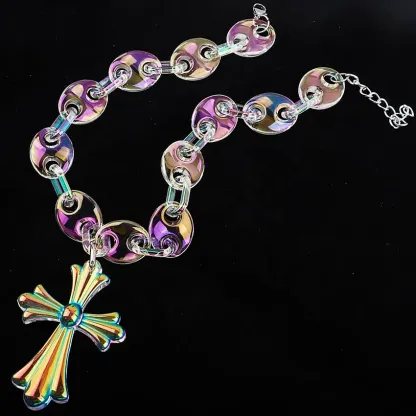 Colorful Necklace Pig Nose Link Acrylic Necklace Hip Hop Punk Jewelry