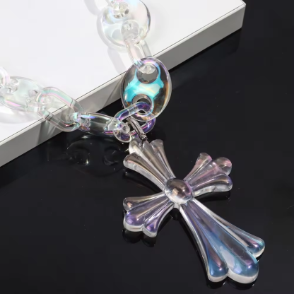 Cross Necklace Chunky Pig Nose Link Chain Acrylic Necklace 