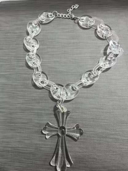 Cross Necklace Chunky Pig Nose Link Chain Acrylic Necklace 
