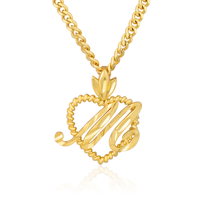 Roma Initial Heart Necklace Gold Plated Custom Letter Necklace