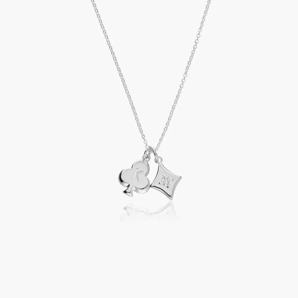 Willow Card Initial And Diamond Heart Pendant Custom Gold Plated Initial Necklace 