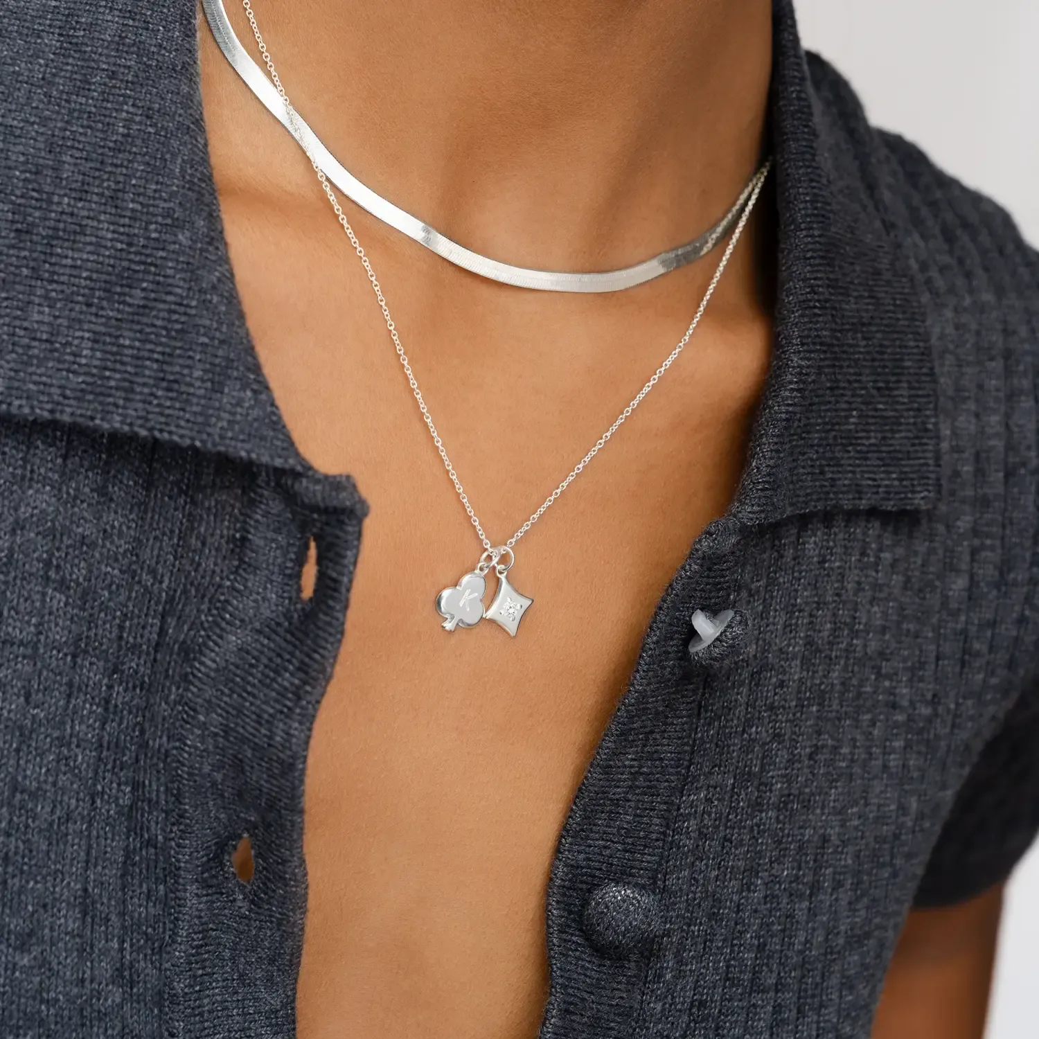 Willow Card Initial And Diamond Heart Pendant Custom Gold Plated Initial Necklace 