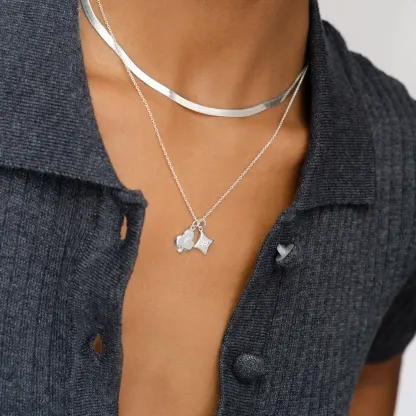 Willow Card Initial And Diamond Heart Pendant Custom Gold Plated Initial Necklace 