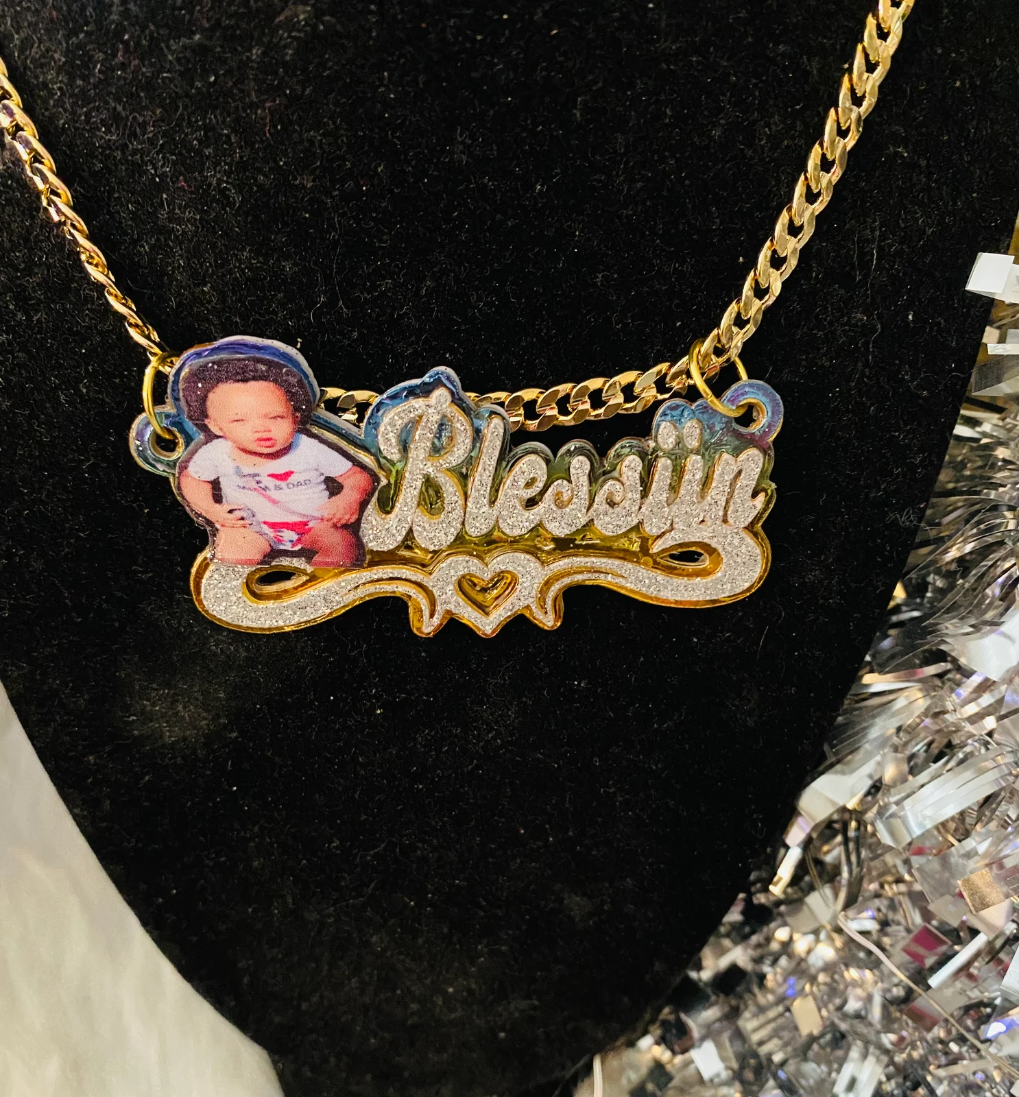 Acrylic Name Necklace with Photo Custom Name Necklace