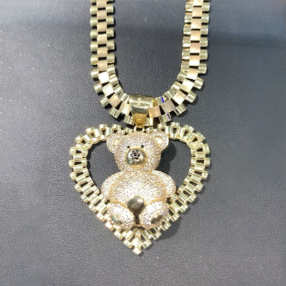 RX Watch Band Chain Necklace Gold Plated Bear Necklace