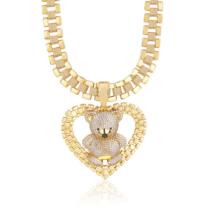 Watch Band Chain Necklace Gold Plated Bear Necklace