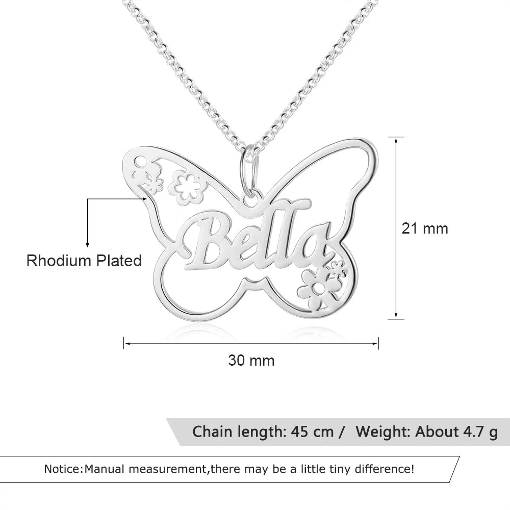 Custom Butterfly Name Necklace Gold Plated Personalized Name Necklace