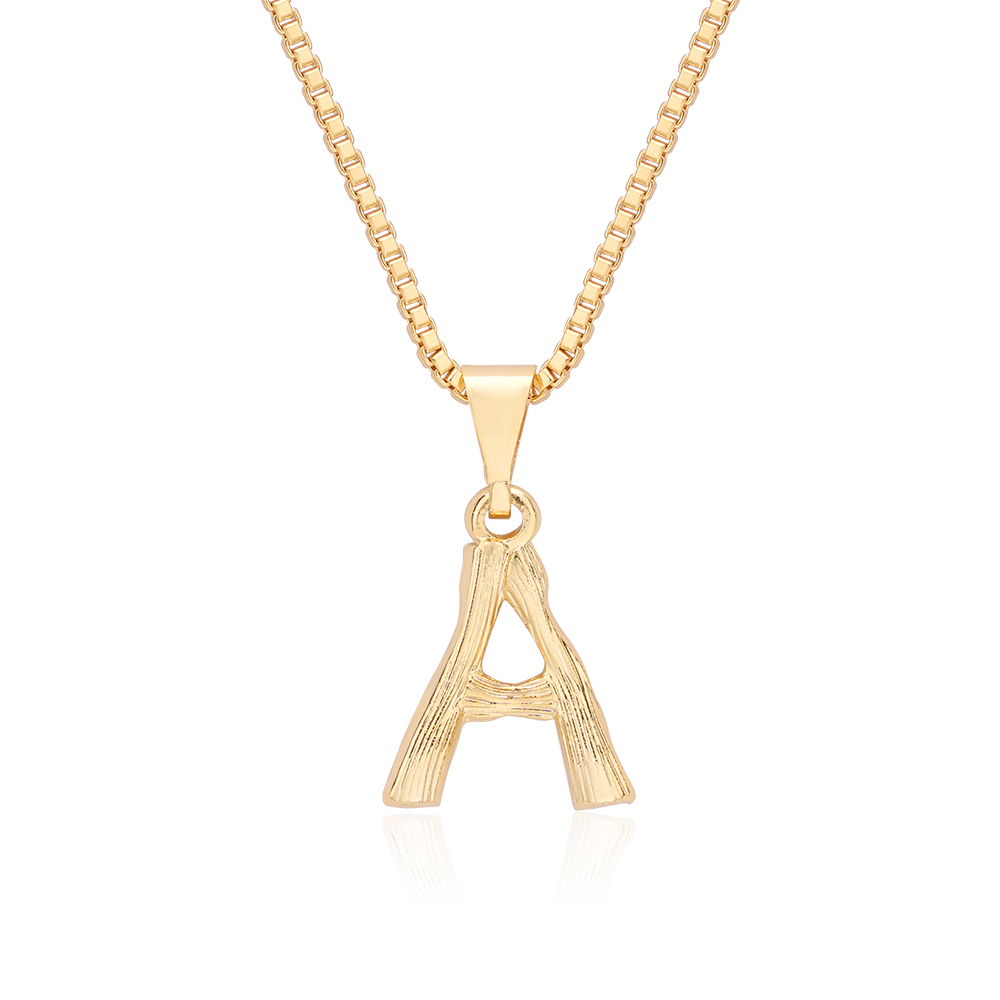 Gold Plated Bamboo Letter Necklace Personalized Initial Necklace
