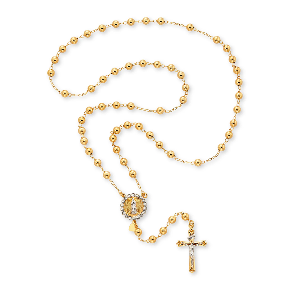  Crystal Rosary Gold Plated Cross Necklace Religious Jewelry