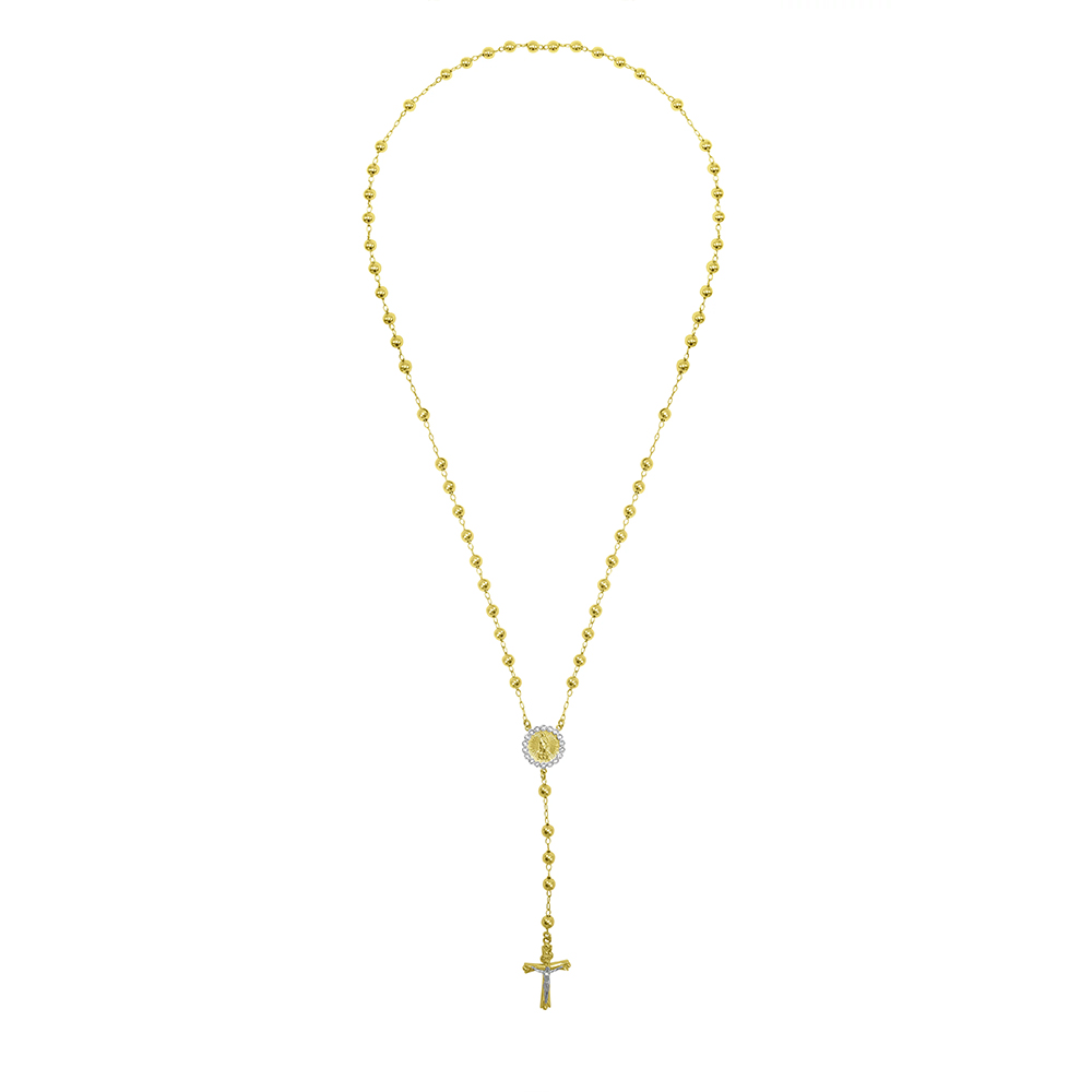  Crystal Rosary Gold Plated Cross Necklace Religious Jewelry