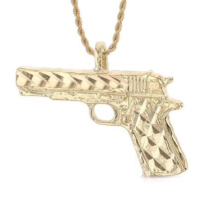 Gun Charm Pendant Necklace Gold Plated Nugget Necklace