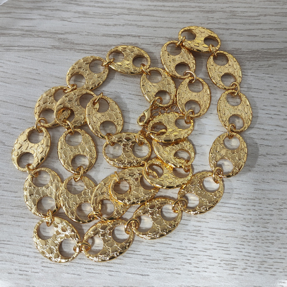 19mm Puffed Mariner Anchor Nugget Textured Chain Necklace