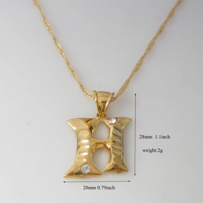 Diamond Cut Personalized Initial Necklace With Birthstone