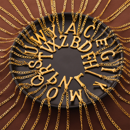 Textured Letter Necklace Stainless Steel Personalized Initial Necklace