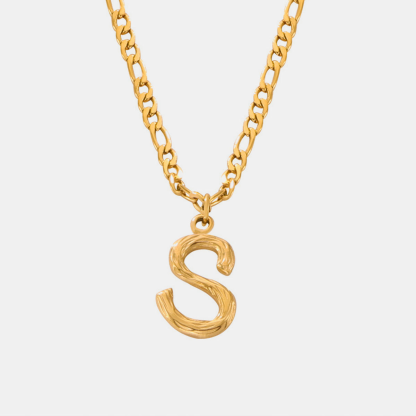 Textured Letter Necklace Stainless Steel Personalized Initial Necklace