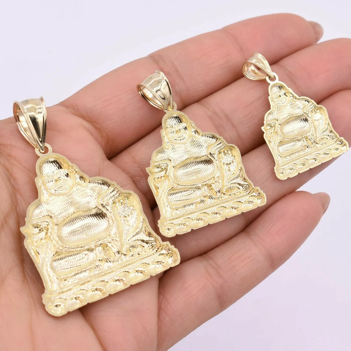 Buddha Pendant Necklace Rope Chain Gold Plated Necklace