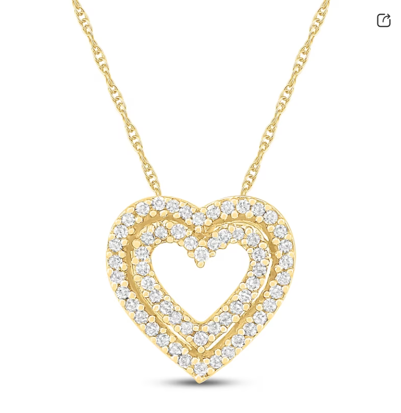 Diamond Heart Necklace Sterling Silver Copper