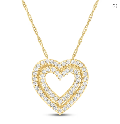 Diamond Heart Necklace Sterling Silver Copper