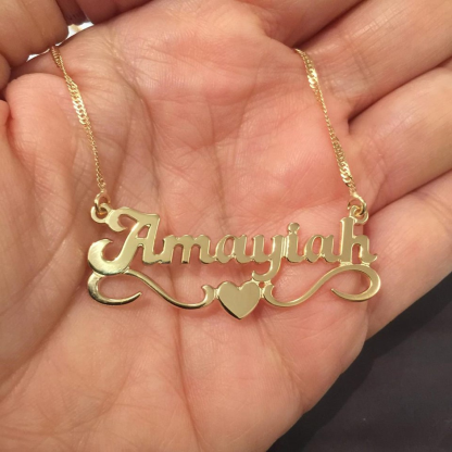 Heart Gold Plated Name Necklace