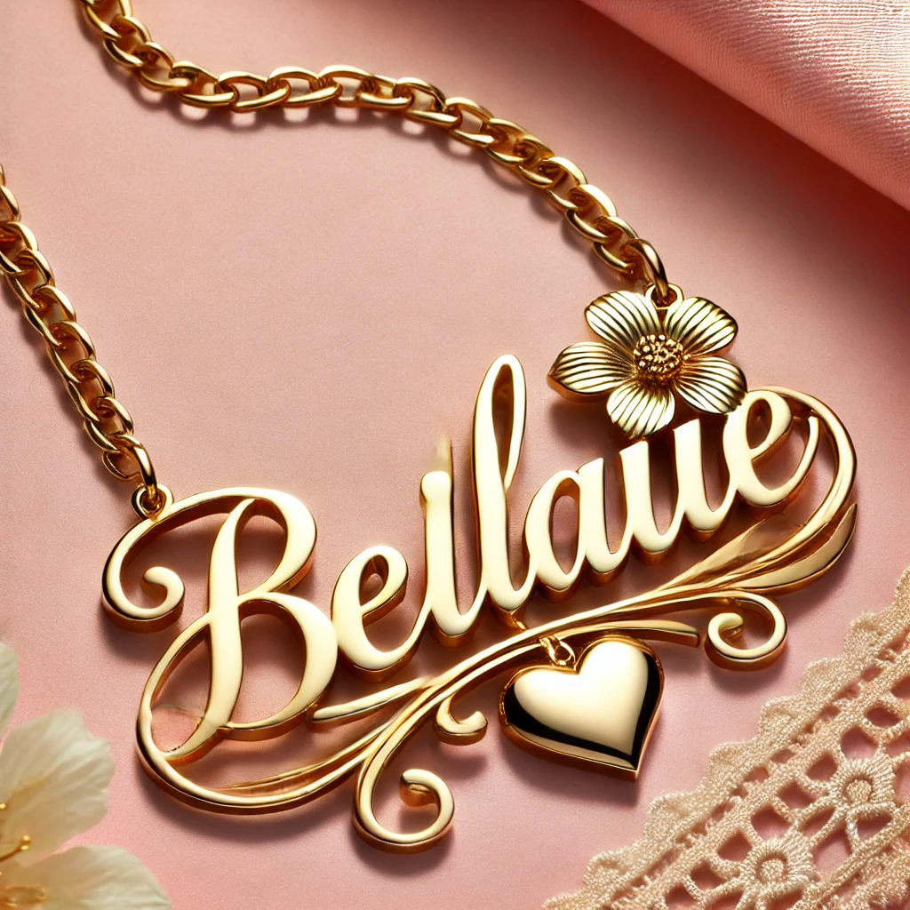 Flower Heart Nameplate Custom Name Necklace