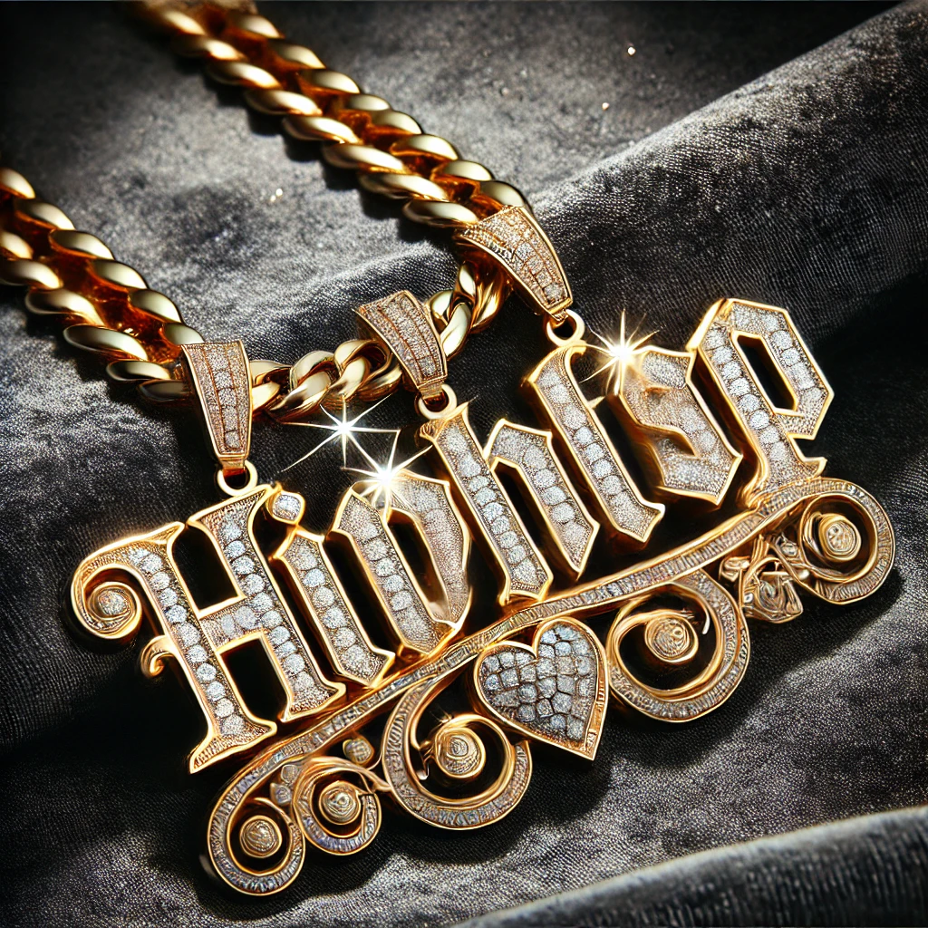 Crystal Heart Nameplate Custom Name Necklace