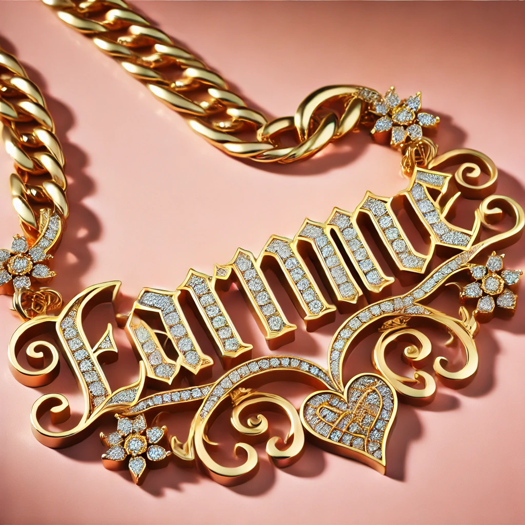 Persoalized Gold Plated Name Necklace With Crystal Bud And Heart