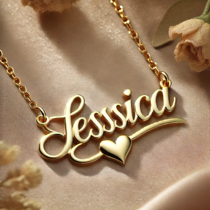 Heart Brackets Name Necklace