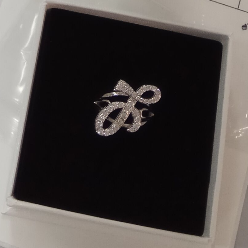 Personalized Custom Zircon Cursive Initial Letter Ring