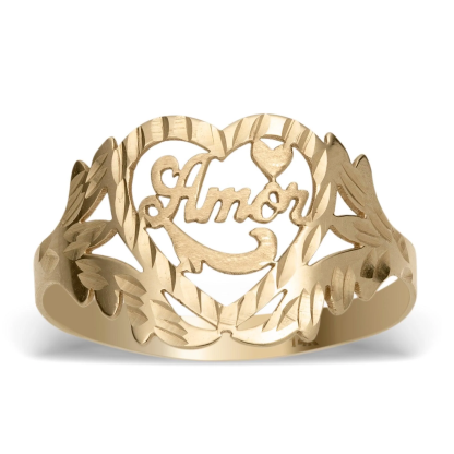 Heart Shaped Engraved Personalized Custom Name Ring