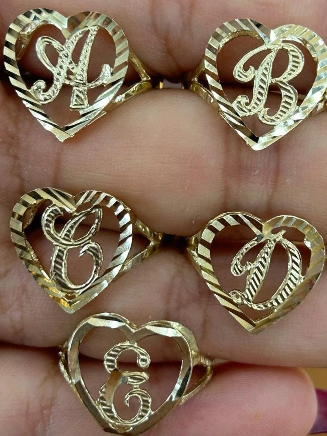 Heart Shaped Classic Personalized Custom Initial Ring