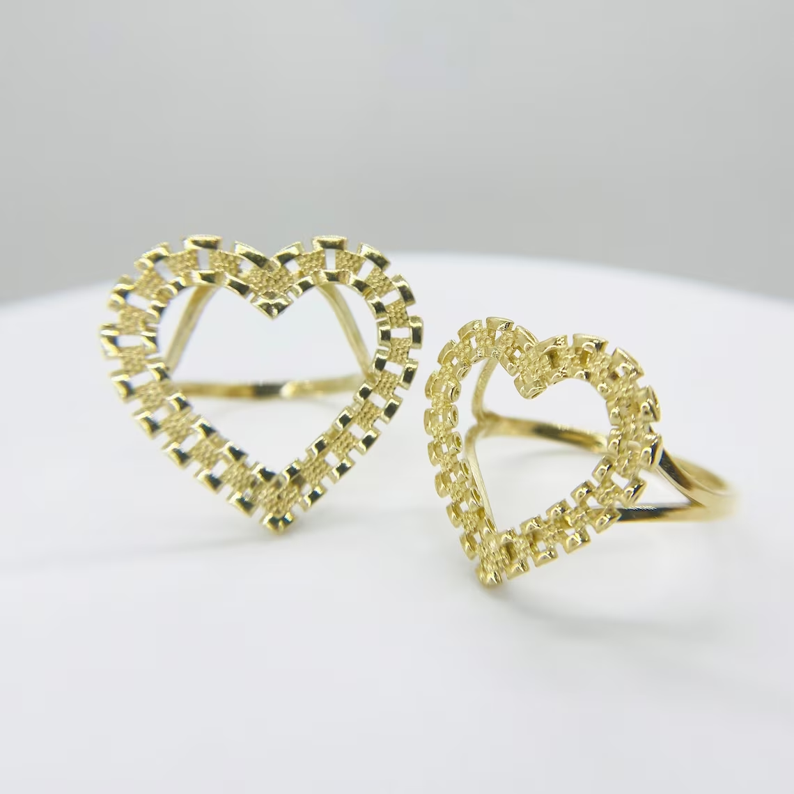 Diamond Cut Heart Frame Personalized Custom Engraved Ring