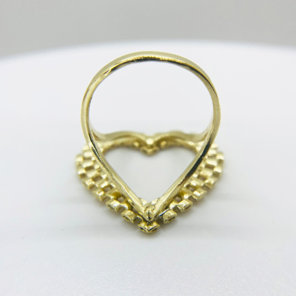 Diamond Cut Heart Frame Personalized Custom Engraved Ring
