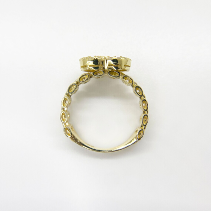 Rolex Style Gold layered Heart White Love Personalized Engraved Ring