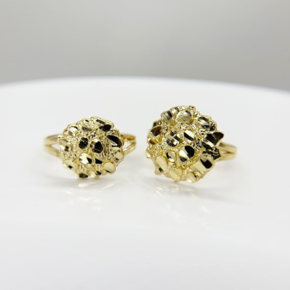 Gold Nugget Round Circle Ring Personalized Custom Engraved Ring