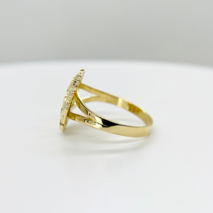 Gold Nugget Round Circle Ring Personalized Custom Engraved Ring