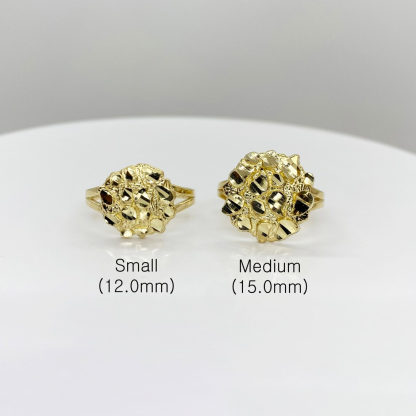 Gold Nugget Round Circle Ring Personalized Custom Engraved Ring