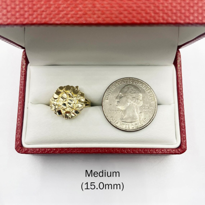 Gold Nugget Round Circle Ring Personalized Custom Engraved Ring