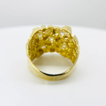 Gold Nugget Square Zirconia Ring Personalized Engraved Ring