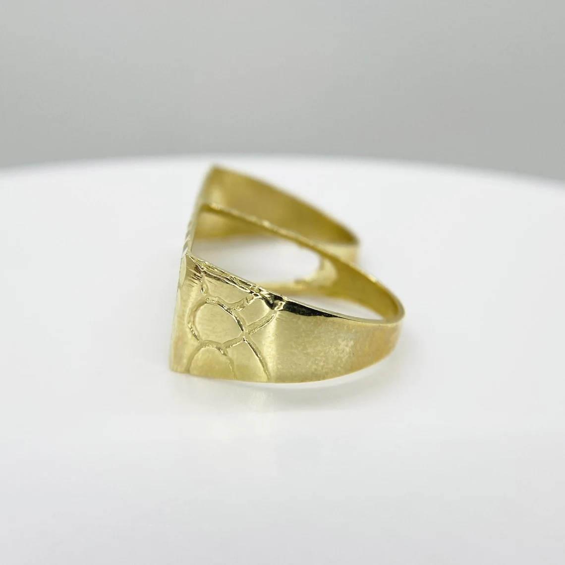 Gold Plated Two Finger Nugget Style Ring for Men Women – silviax