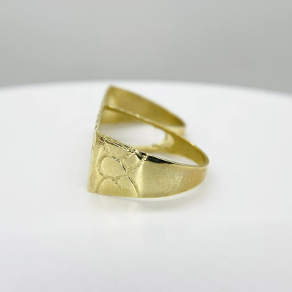 Solid Two Finger Classic Gold Plated Nugget Ring