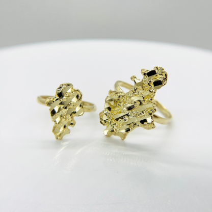 Gold Nugget Unique Shape Ring Personalized Custom Engraved Ring