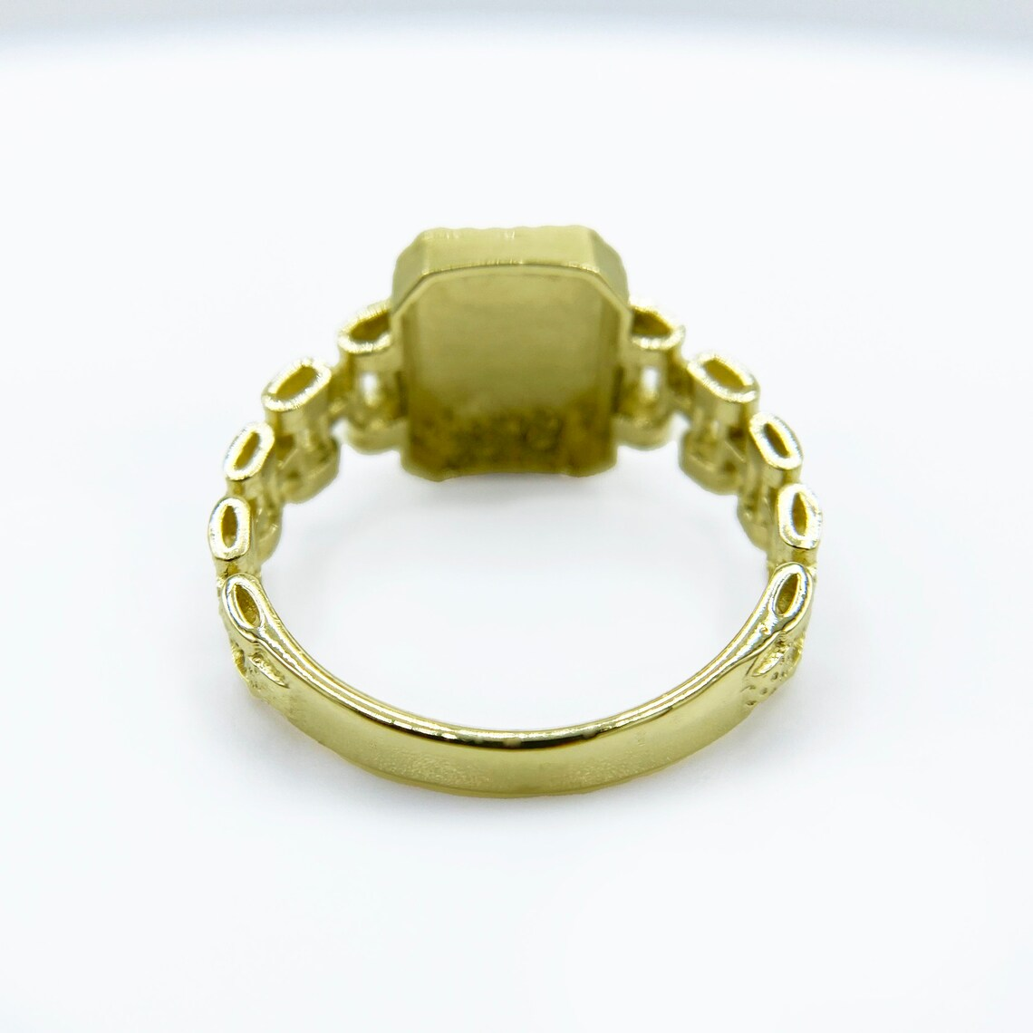 Gold Square Initial Letter Alphabet Ring Personalized Letter Ring